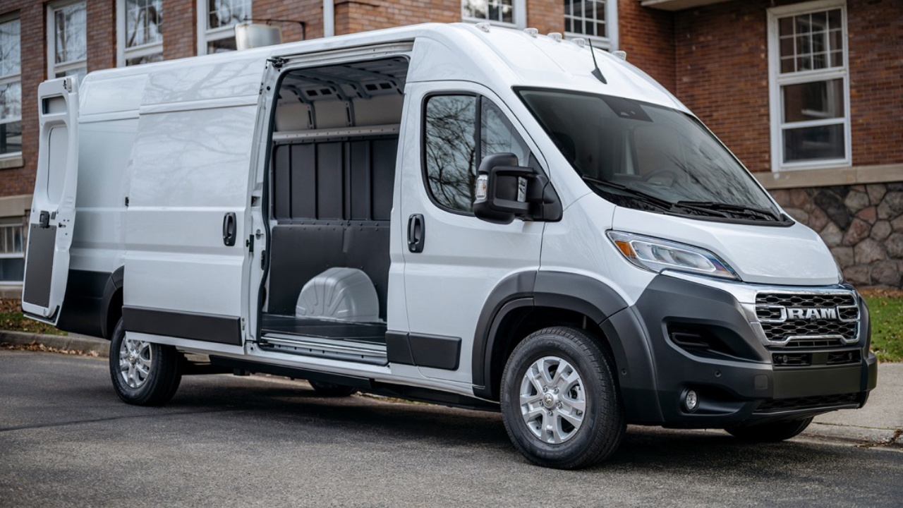vue latérale avant d'une minifourgonette RAM 3500 Promaster 2025