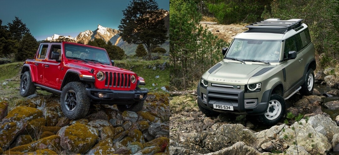 Jeep Wrangler Unlimited Sahara High Altitude 2021 vs Land Rover Defender 110 P300 2021